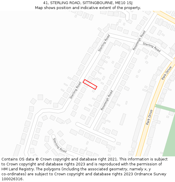 41, STERLING ROAD, SITTINGBOURNE, ME10 1SJ: Location map and indicative extent of plot