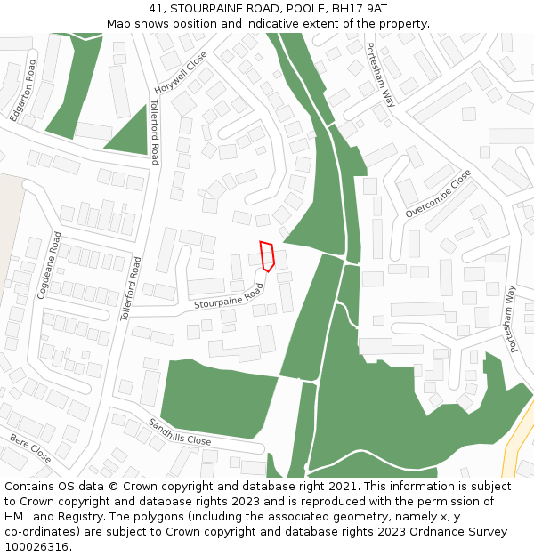 41, STOURPAINE ROAD, POOLE, BH17 9AT: Location map and indicative extent of plot