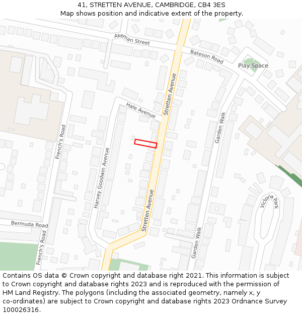 41, STRETTEN AVENUE, CAMBRIDGE, CB4 3ES: Location map and indicative extent of plot