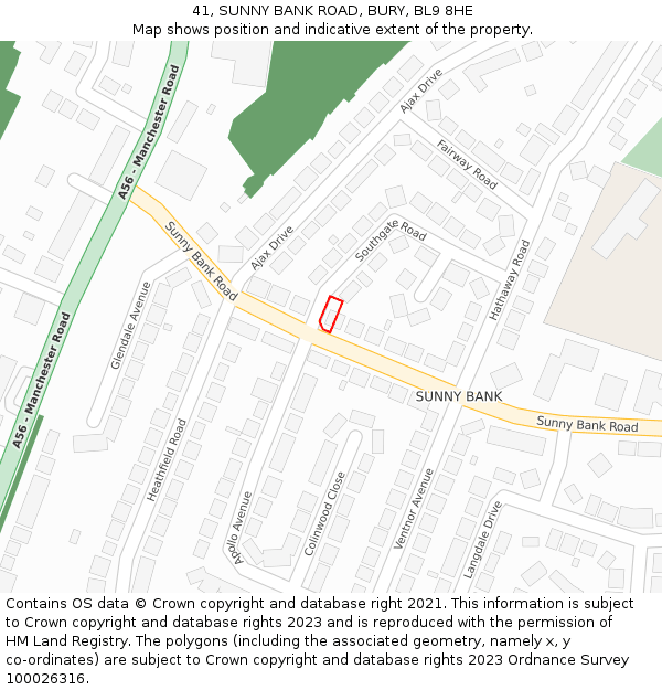 41, SUNNY BANK ROAD, BURY, BL9 8HE: Location map and indicative extent of plot