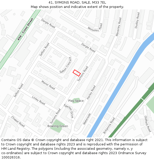 41, SYMONS ROAD, SALE, M33 7EL: Location map and indicative extent of plot