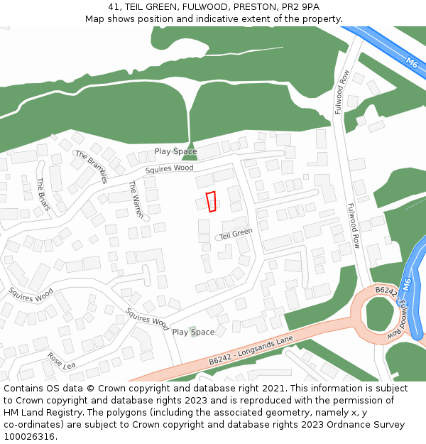 41, TEIL GREEN, FULWOOD, PRESTON, PR2 9PA: Location map and indicative extent of plot