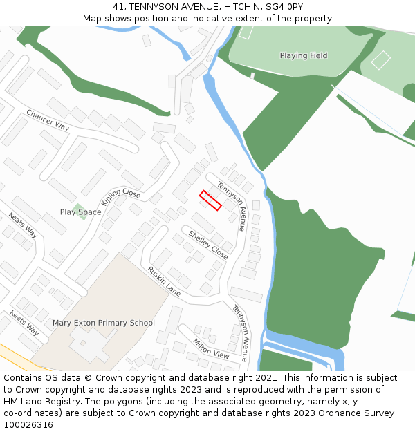 41, TENNYSON AVENUE, HITCHIN, SG4 0PY: Location map and indicative extent of plot