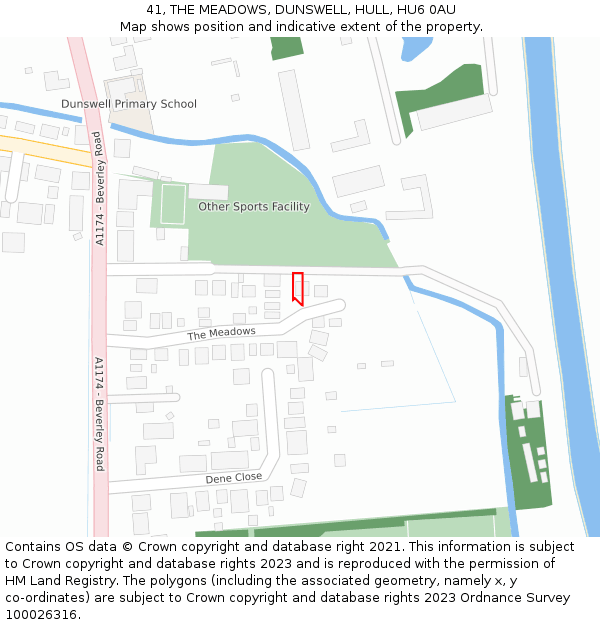 41, THE MEADOWS, DUNSWELL, HULL, HU6 0AU: Location map and indicative extent of plot