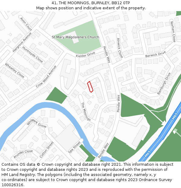 41, THE MOORINGS, BURNLEY, BB12 0TP: Location map and indicative extent of plot