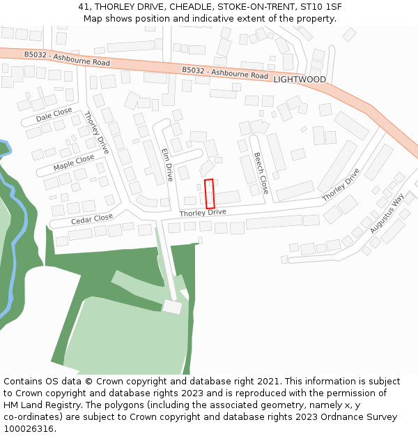 41, THORLEY DRIVE, CHEADLE, STOKE-ON-TRENT, ST10 1SF: Location map and indicative extent of plot