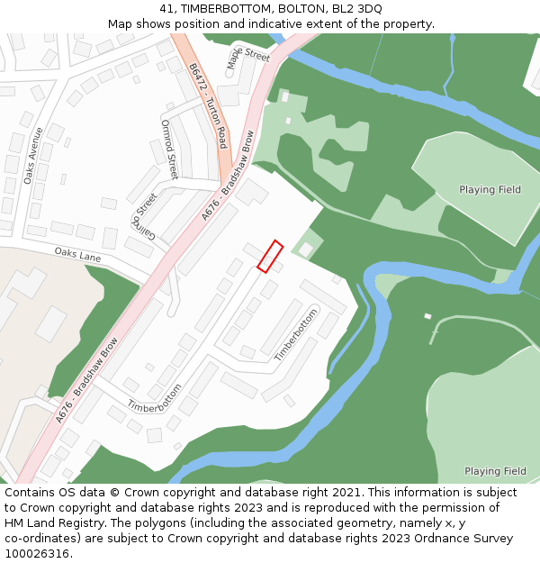 41, TIMBERBOTTOM, BOLTON, BL2 3DQ: Location map and indicative extent of plot