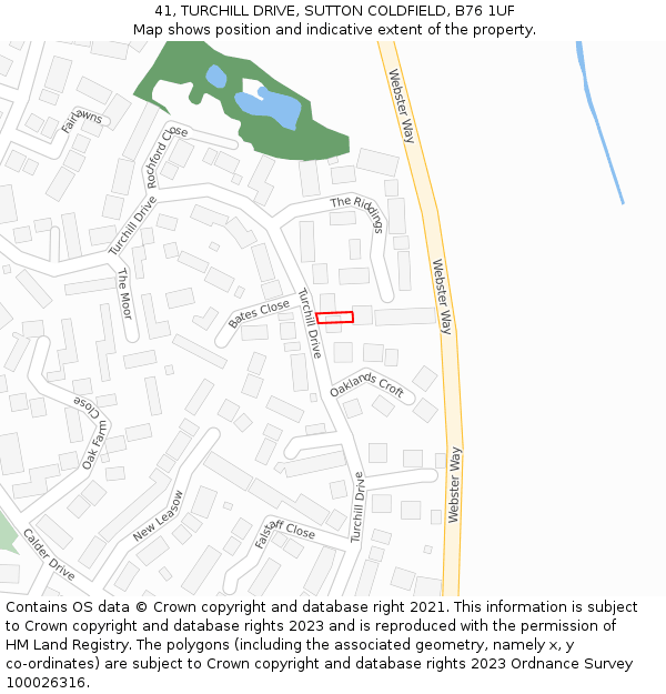 41, TURCHILL DRIVE, SUTTON COLDFIELD, B76 1UF: Location map and indicative extent of plot