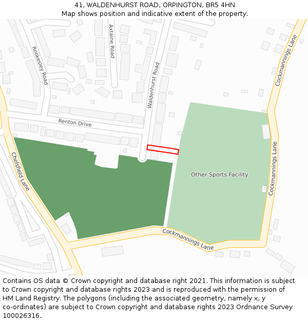 41, WALDENHURST ROAD, ORPINGTON, BR5 4HN: Location map and indicative extent of plot