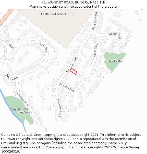 41, WAVENEY ROAD, BUNGAY, NR35 1LH: Location map and indicative extent of plot