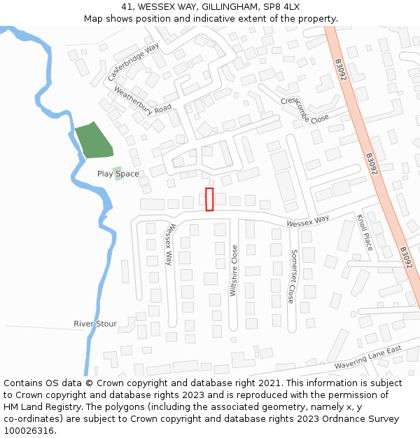 41, WESSEX WAY, GILLINGHAM, SP8 4LX: Location map and indicative extent of plot