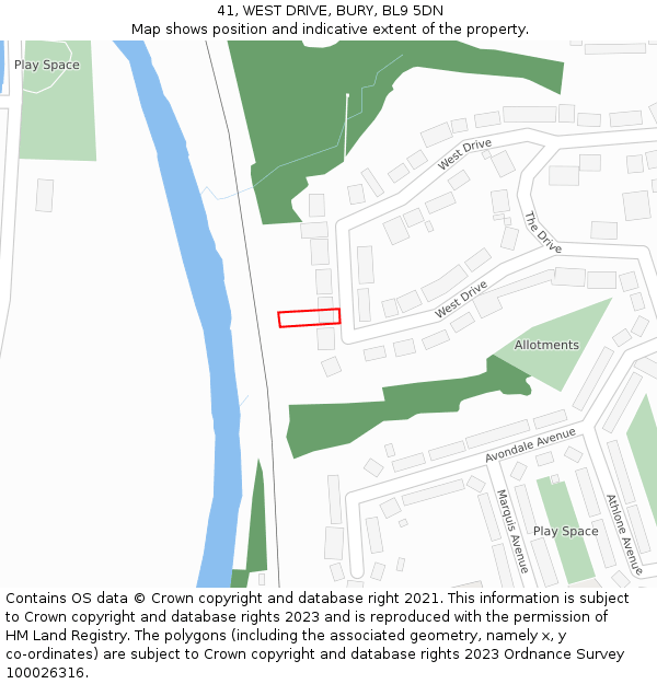 41, WEST DRIVE, BURY, BL9 5DN: Location map and indicative extent of plot