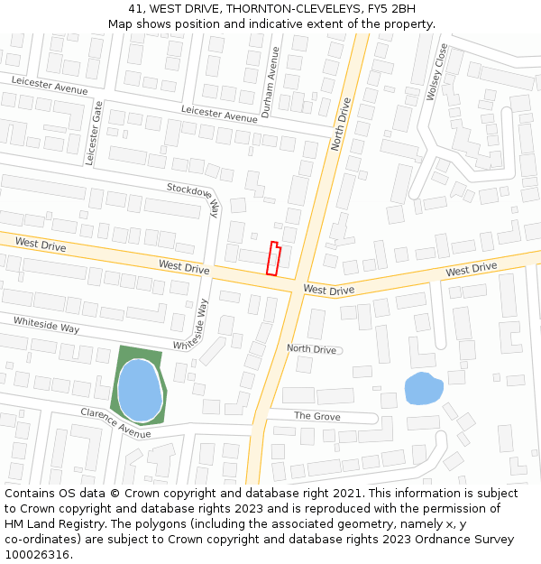 41, WEST DRIVE, THORNTON-CLEVELEYS, FY5 2BH: Location map and indicative extent of plot