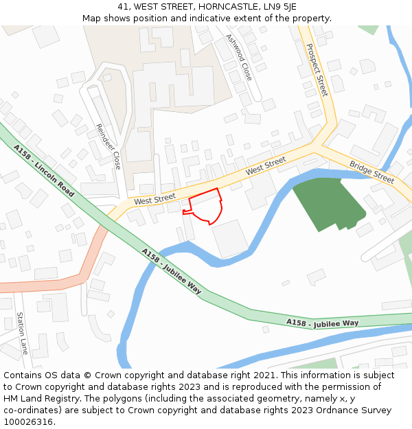 41, WEST STREET, HORNCASTLE, LN9 5JE: Location map and indicative extent of plot