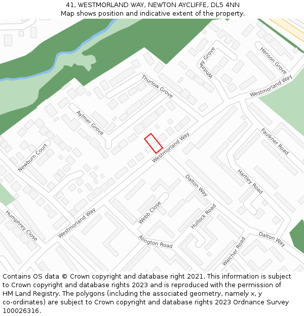 41, WESTMORLAND WAY, NEWTON AYCLIFFE, DL5 4NN: Location map and indicative extent of plot