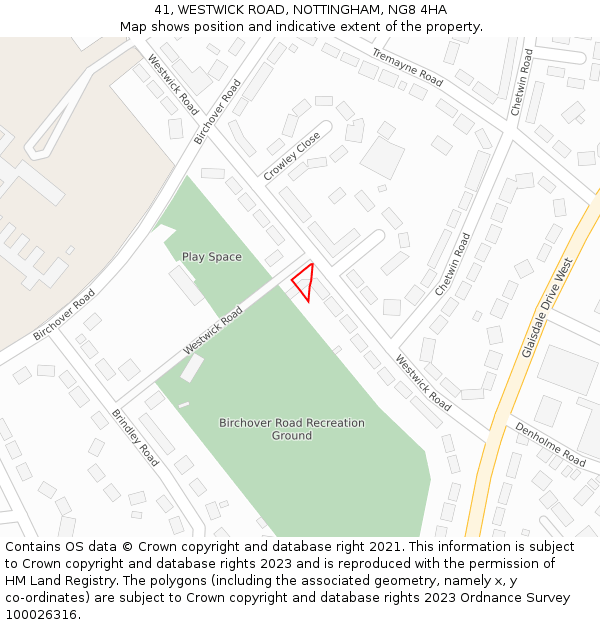 41, WESTWICK ROAD, NOTTINGHAM, NG8 4HA: Location map and indicative extent of plot