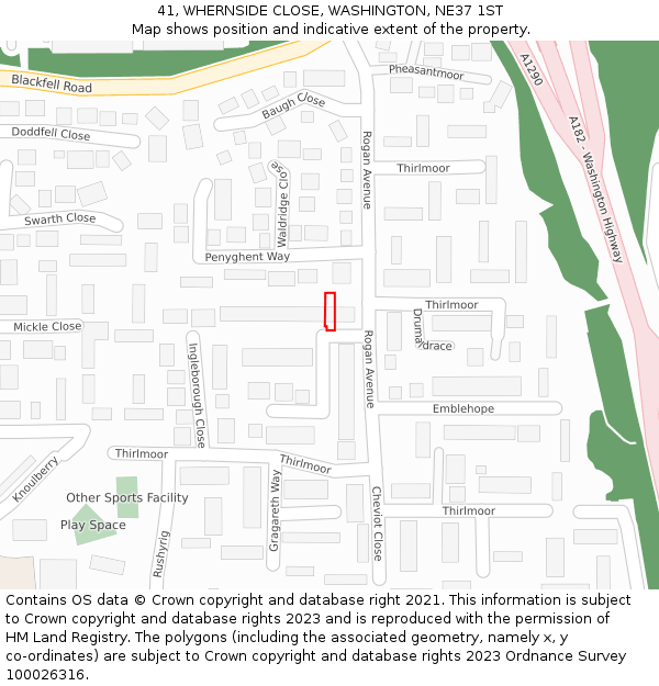 41, WHERNSIDE CLOSE, WASHINGTON, NE37 1ST: Location map and indicative extent of plot