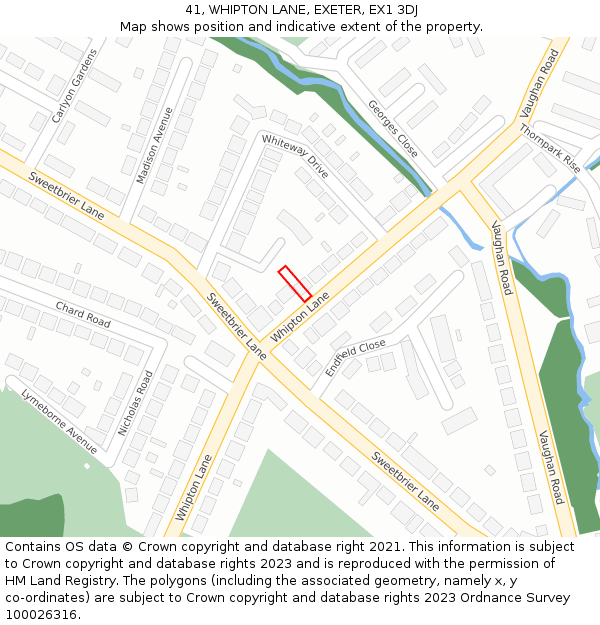41, WHIPTON LANE, EXETER, EX1 3DJ: Location map and indicative extent of plot