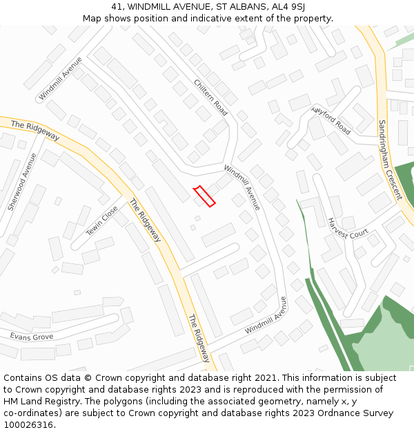 41, WINDMILL AVENUE, ST ALBANS, AL4 9SJ: Location map and indicative extent of plot