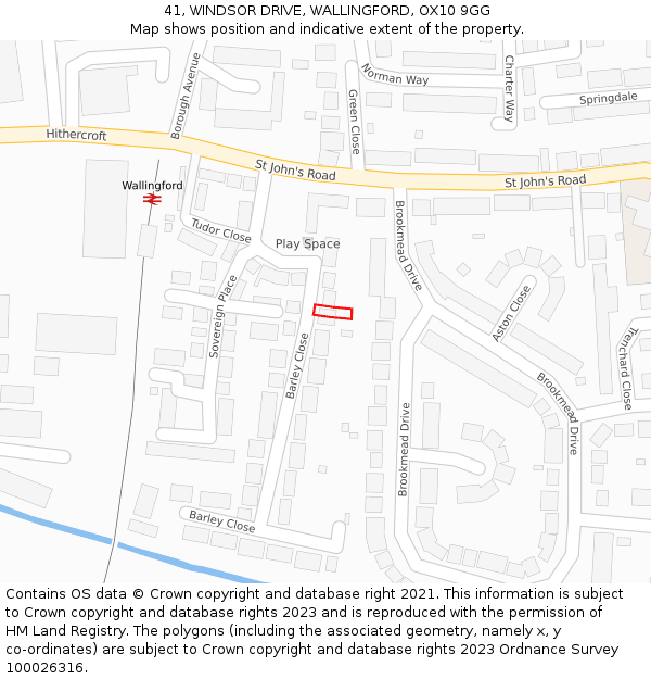 41, WINDSOR DRIVE, WALLINGFORD, OX10 9GG: Location map and indicative extent of plot