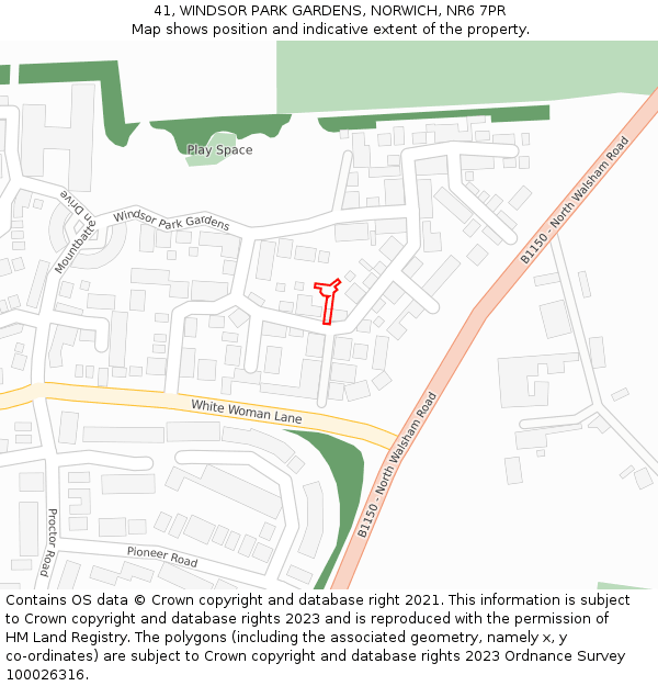 41, WINDSOR PARK GARDENS, NORWICH, NR6 7PR: Location map and indicative extent of plot