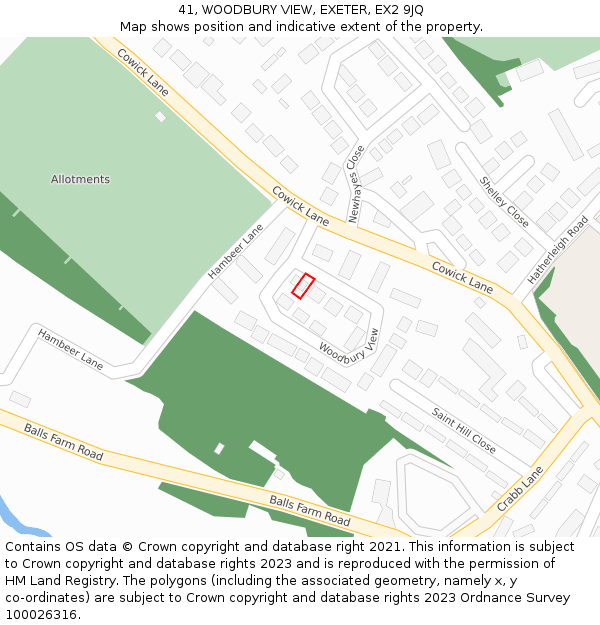 41, WOODBURY VIEW, EXETER, EX2 9JQ: Location map and indicative extent of plot