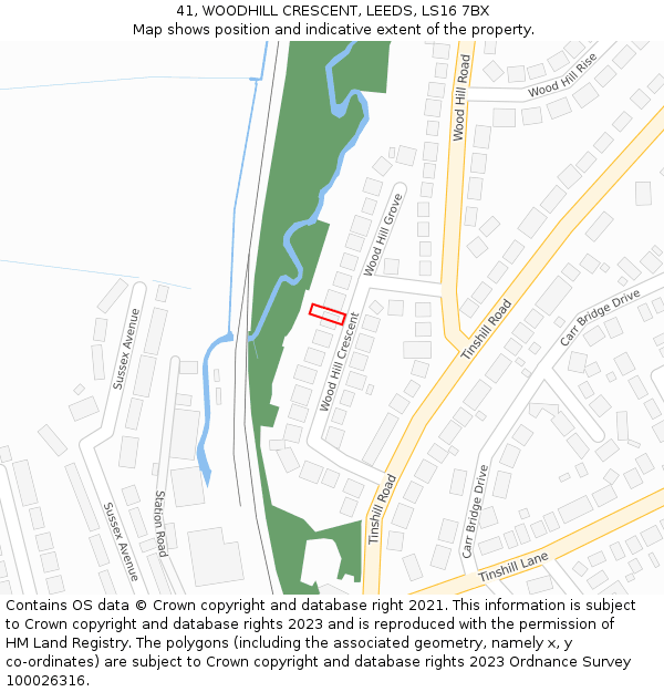 41, WOODHILL CRESCENT, LEEDS, LS16 7BX: Location map and indicative extent of plot