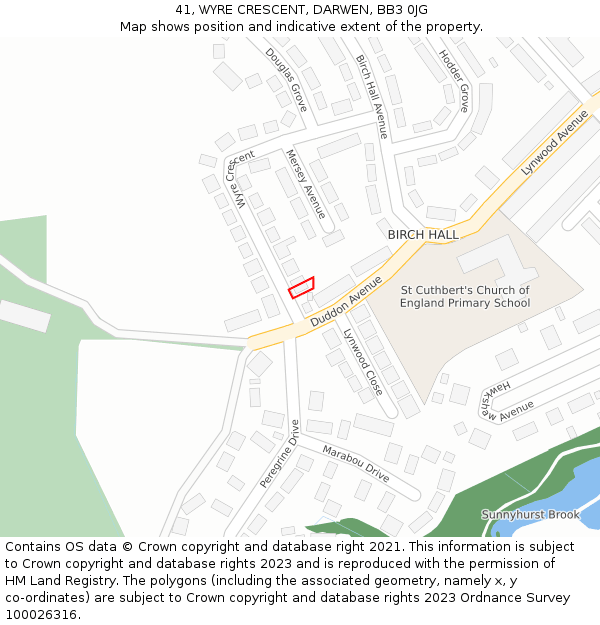 41, WYRE CRESCENT, DARWEN, BB3 0JG: Location map and indicative extent of plot