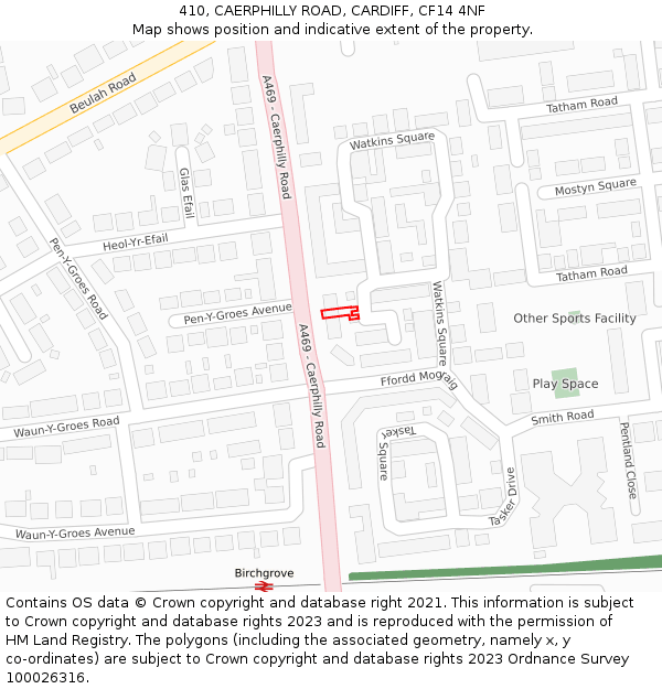 410, CAERPHILLY ROAD, CARDIFF, CF14 4NF: Location map and indicative extent of plot