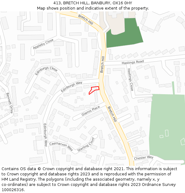 413, BRETCH HILL, BANBURY, OX16 0HY: Location map and indicative extent of plot