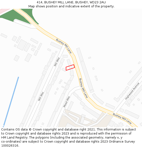 414, BUSHEY MILL LANE, BUSHEY, WD23 2AU: Location map and indicative extent of plot