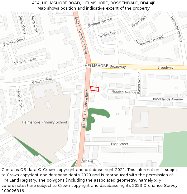 414, HELMSHORE ROAD, HELMSHORE, ROSSENDALE, BB4 4JR: Location map and indicative extent of plot