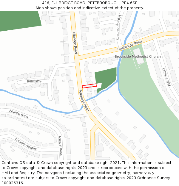 416, FULBRIDGE ROAD, PETERBOROUGH, PE4 6SE: Location map and indicative extent of plot