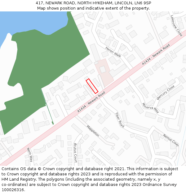 417, NEWARK ROAD, NORTH HYKEHAM, LINCOLN, LN6 9SP: Location map and indicative extent of plot