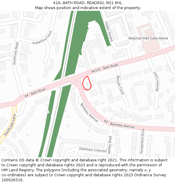 41A, BATH ROAD, READING, RG1 6HL: Location map and indicative extent of plot