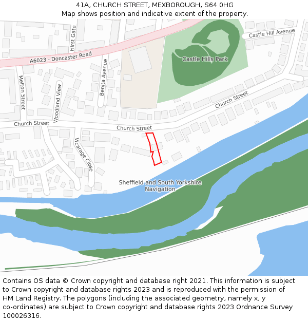 41A, CHURCH STREET, MEXBOROUGH, S64 0HG: Location map and indicative extent of plot
