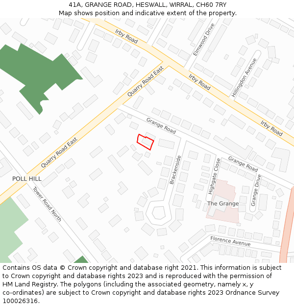 41A, GRANGE ROAD, HESWALL, WIRRAL, CH60 7RY: Location map and indicative extent of plot