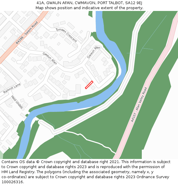 41A, GWAUN AFAN, CWMAVON, PORT TALBOT, SA12 9EJ: Location map and indicative extent of plot