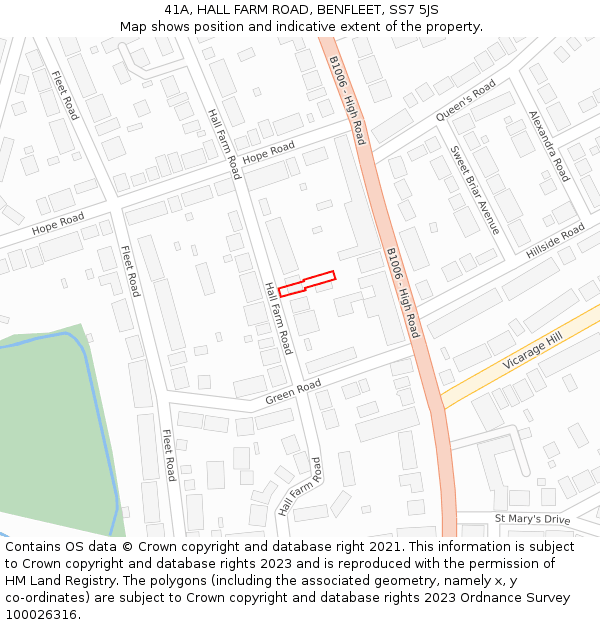 41A, HALL FARM ROAD, BENFLEET, SS7 5JS: Location map and indicative extent of plot