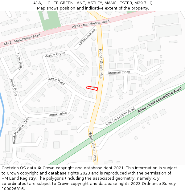 41A, HIGHER GREEN LANE, ASTLEY, MANCHESTER, M29 7HQ: Location map and indicative extent of plot