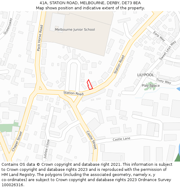 41A, STATION ROAD, MELBOURNE, DERBY, DE73 8EA: Location map and indicative extent of plot