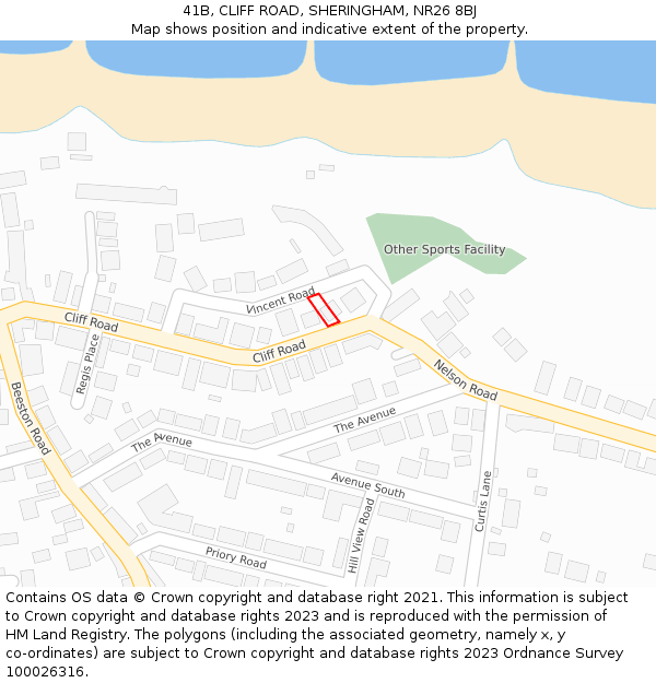 41B, CLIFF ROAD, SHERINGHAM, NR26 8BJ: Location map and indicative extent of plot