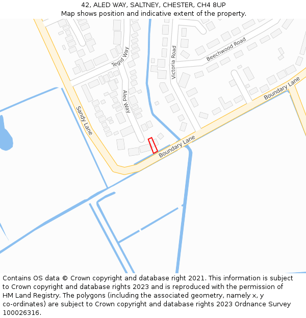 42, ALED WAY, SALTNEY, CHESTER, CH4 8UP: Location map and indicative extent of plot
