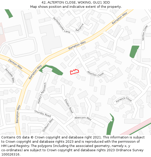 42, ALTERTON CLOSE, WOKING, GU21 3DD: Location map and indicative extent of plot