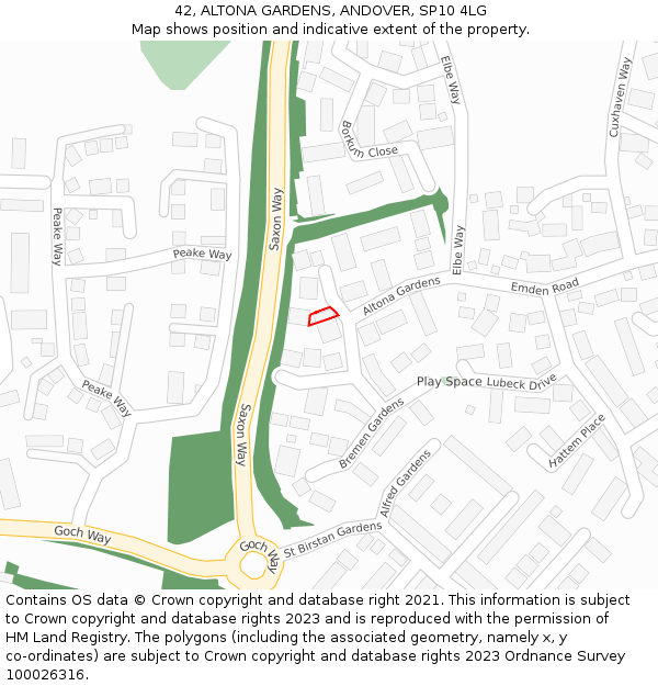 42, ALTONA GARDENS, ANDOVER, SP10 4LG: Location map and indicative extent of plot