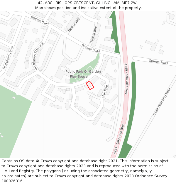 42, ARCHBISHOPS CRESCENT, GILLINGHAM, ME7 2WL: Location map and indicative extent of plot
