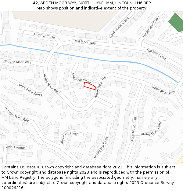 42, ARDEN MOOR WAY, NORTH HYKEHAM, LINCOLN, LN6 9PP: Location map and indicative extent of plot