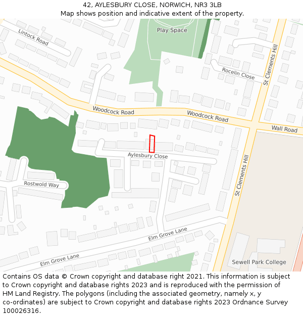 42, AYLESBURY CLOSE, NORWICH, NR3 3LB: Location map and indicative extent of plot