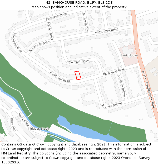 42, BANKHOUSE ROAD, BURY, BL8 1DS: Location map and indicative extent of plot