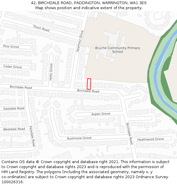 42, BIRCHDALE ROAD, PADDINGTON, WARRINGTON, WA1 3ES: Location map and indicative extent of plot